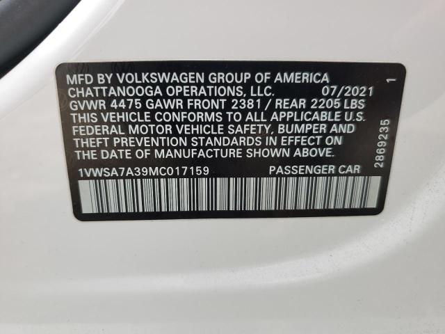 1VWSA7A39MC017159 Volkswagen PASSAT SE