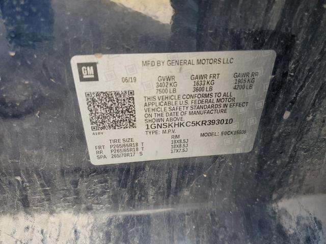 1GNSKHKC5KR393010 Chevrolet Suburban K1500 Lt