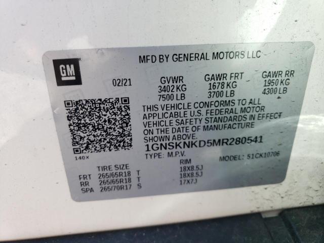 1GNSKNKD5MR280541 Chevrolet Tahoe K1500 Lt