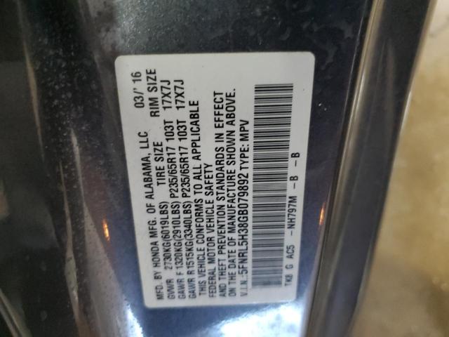 5FNRL5H38GB079892 Honda ODYSSEY SE