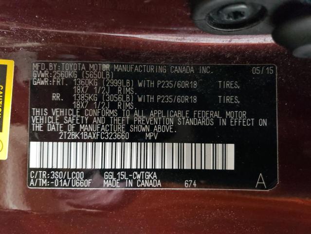 2T2BK1BAXFC323660 Lexus Rx 350 Base