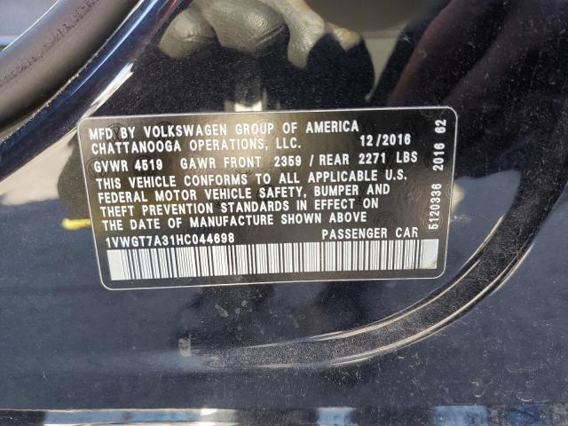 1VWGT7A31HC044698 Volkswagen PASSAT SE