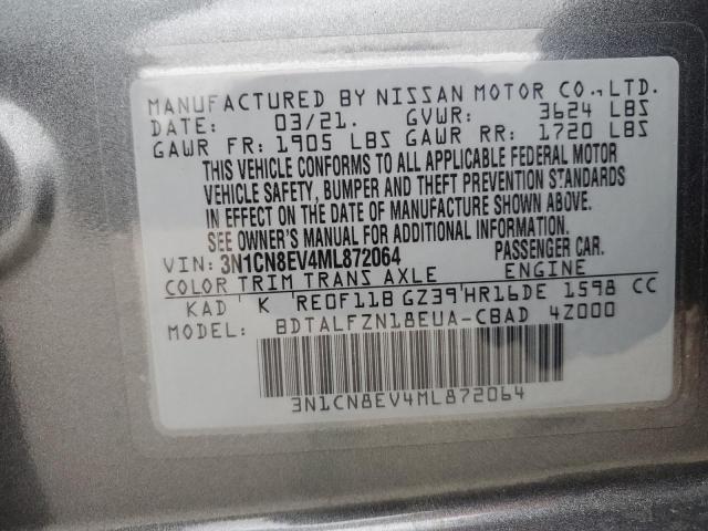 3N1CN8EV4ML872064 Nissan VERSA SV