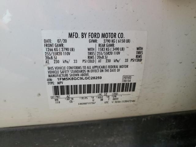 1FM5K8GC9LGC28259 Ford Explorer St