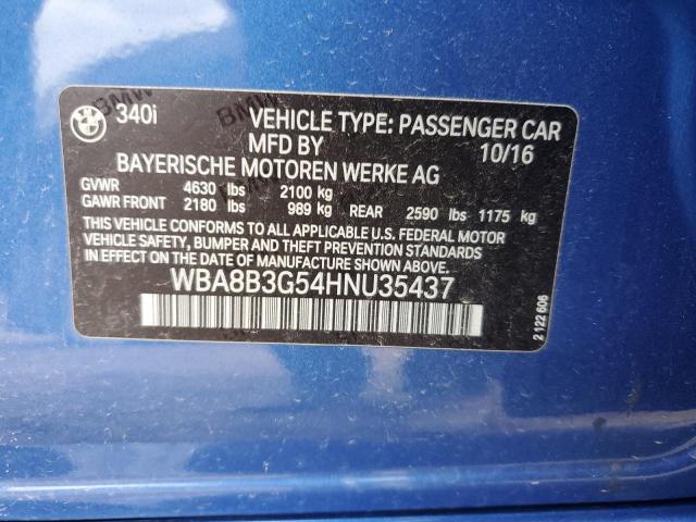 WBA8B3G54HNU35437 BMW 340 I