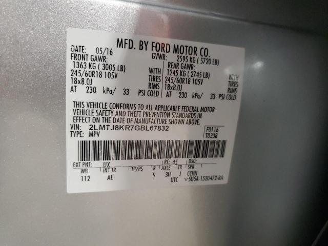 2LMTJ8KR7GBL67832 Lincoln Mkx Select
