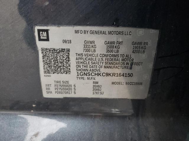 1GNSCHKC9KR164150 Chevrolet Suburban C1500 Lt
