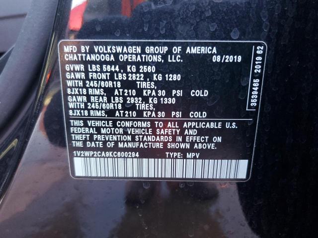 1V2WP2CA9KC600294 Volkswagen ATLAS SE