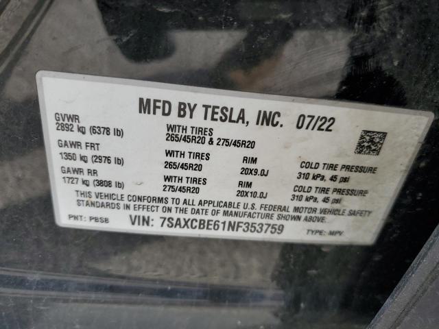 7SAXCBE61NF353759 Tesla MODEL X