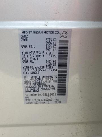 5N1DR2MM4HC681902 Nissan Pathfinder S