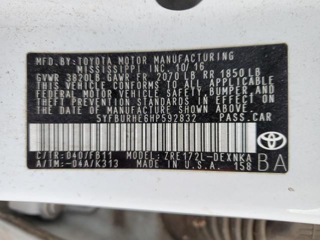 5YFBURHE6HP592832 Toyota COROLLA L