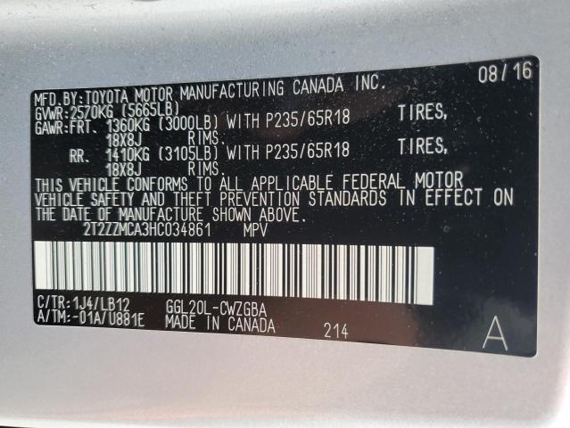 2T2ZZMCA3HC034861 Lexus Rx 350 Base