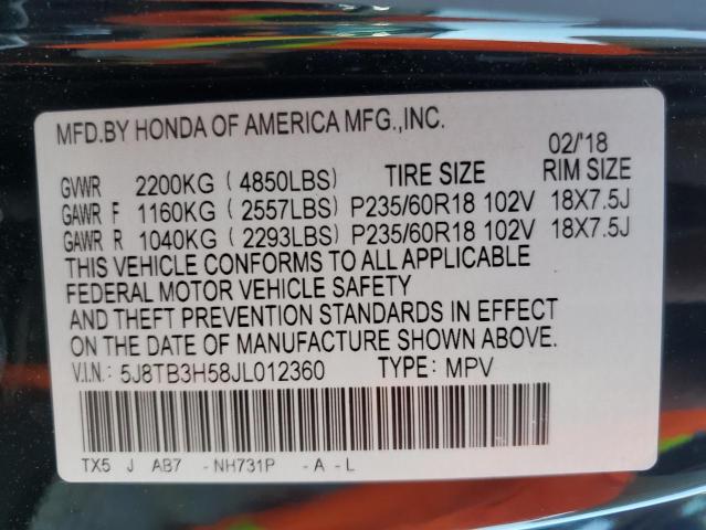 5J8TB3H58JL012360 Acura Rdx Technology