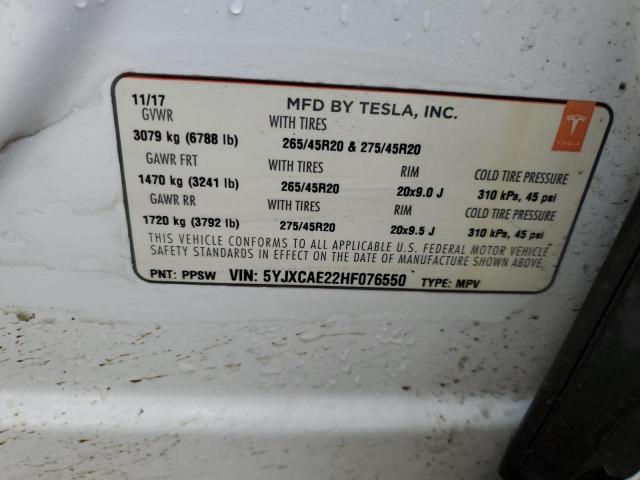5YJXCAE22HF076550 Tesla MODEL X