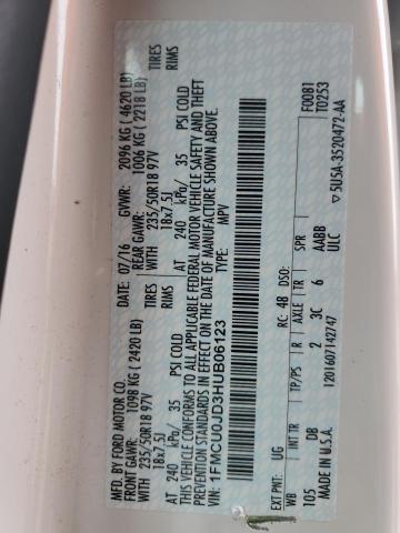 1FMCU0JD3HUB06123 Ford Escape Titanium