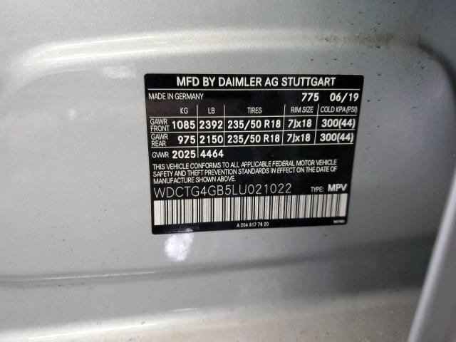 WDCTG4GB5LU021022 Mercedes-Benz Gla 250 4matic