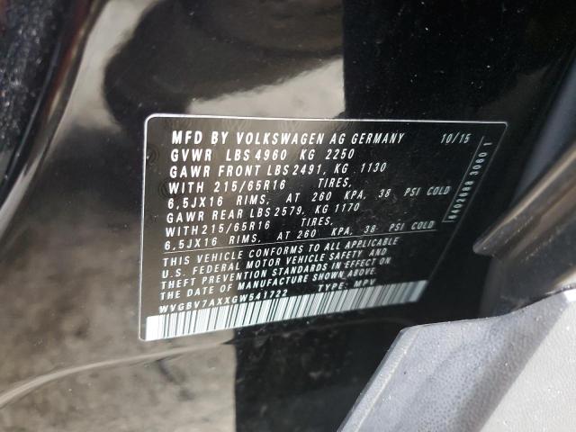 WVGBV7AXXGW541722 Volkswagen TIGUAN S