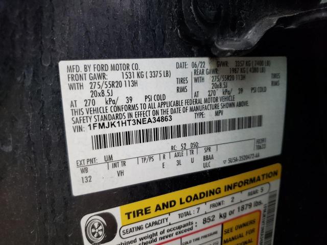 1FMJK1HT3NEA34863 Ford Expedition Max Xlt