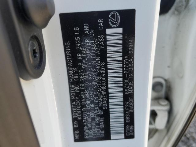 58ABZ1B18KU048078 Lexus ES 350