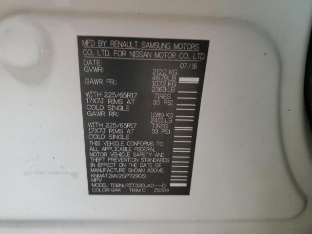 KNMAT2MV2GP729051 Nissan ROGUE S