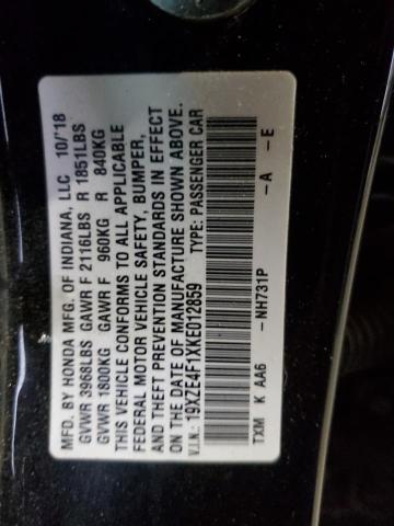 19XZE4F1XKE012859 Honda Insight Lx