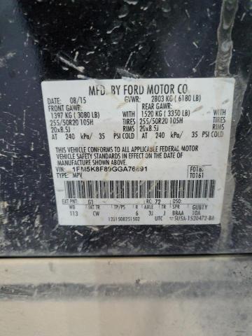1FM5K8F89GGA76891 Ford Explorer Limited