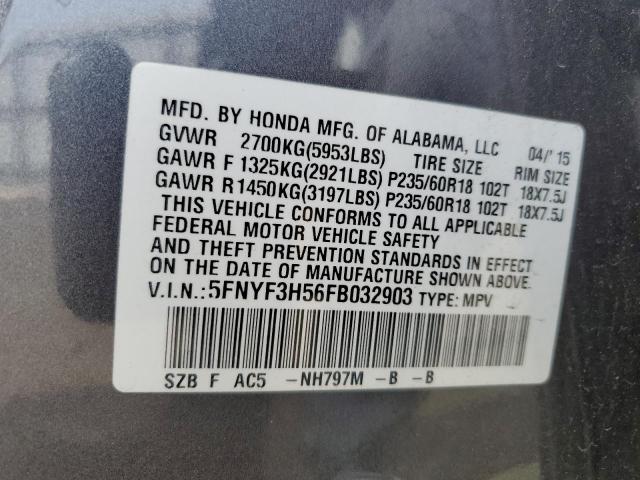 5FNYF3H56FB032903 Honda PILOT EXL