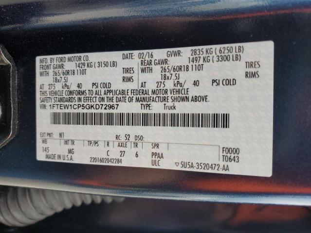 1FTEW1CP5GKD72967 Ford F150 Supercrew