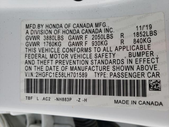 2HGFC1E58LH701589 Honda CIVIC SI
