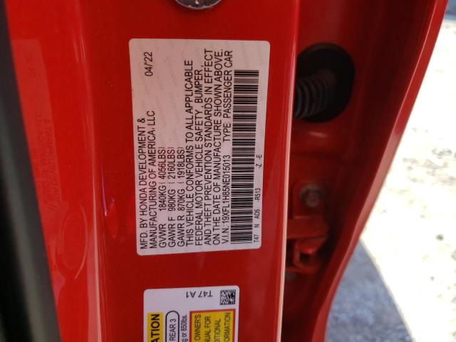 19XFL1H85NE015013 Honda Civic Sport Touring