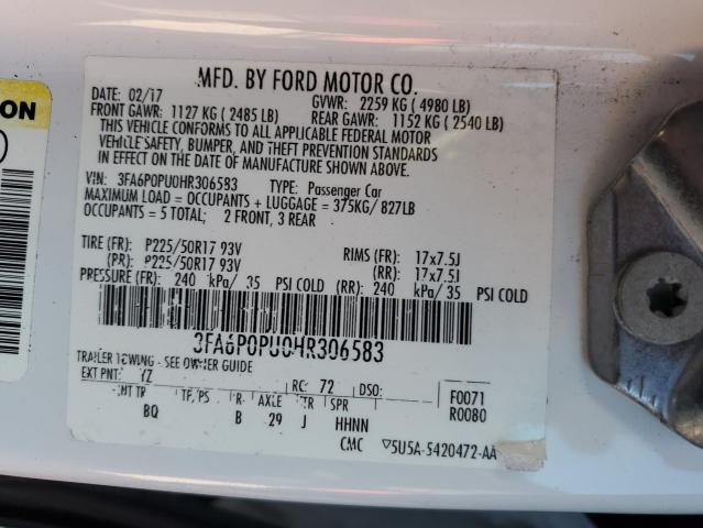 3FA6P0PU0HR306583 Ford Fusion Se Phev