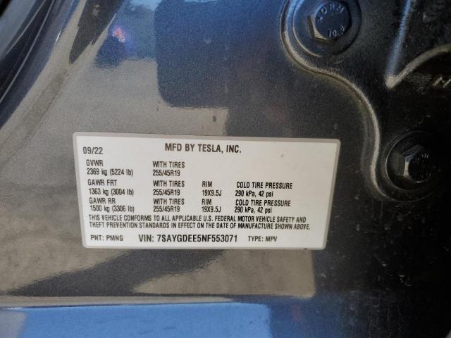 7SAYGDEE5NF553071 Tesla Model Y