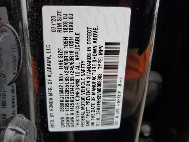 5FNYF6H39MB008303 Honda Pilot Ex