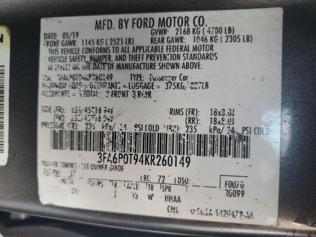 3FA6P0T94KR260149 Ford FUSION SE