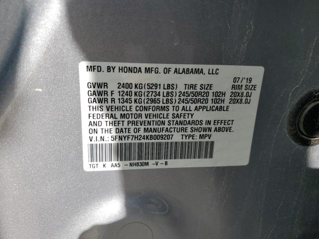 5FNYF7H24KB009207 Honda Passport Sport