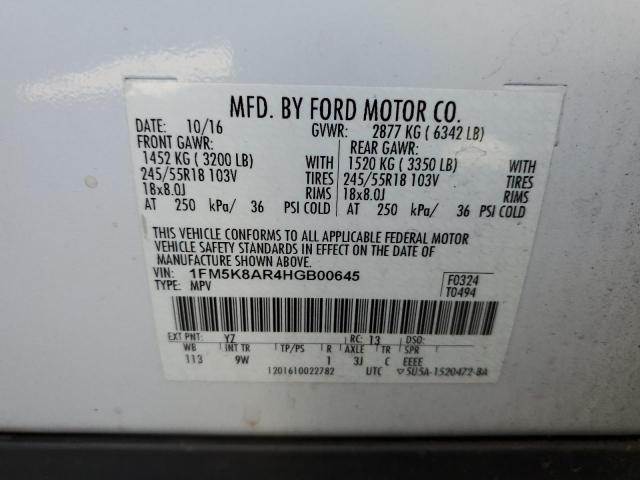 1FM5K8AR4HGB00645 Ford Explorer Police Interceptor