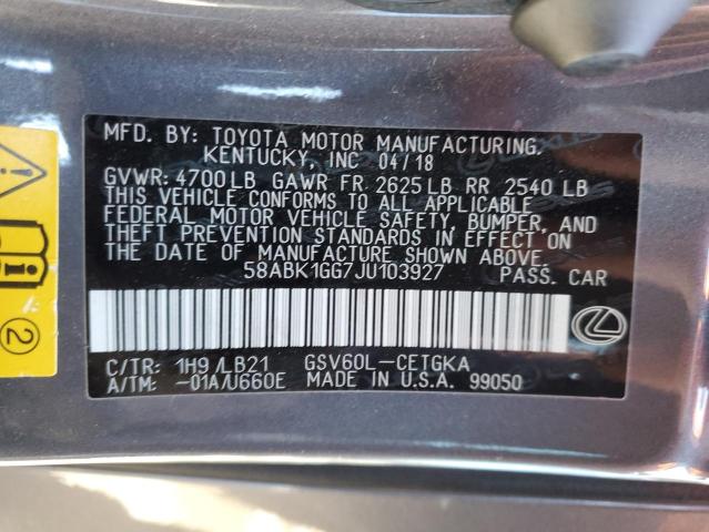58ABK1GG7JU103927 Lexus ES 350