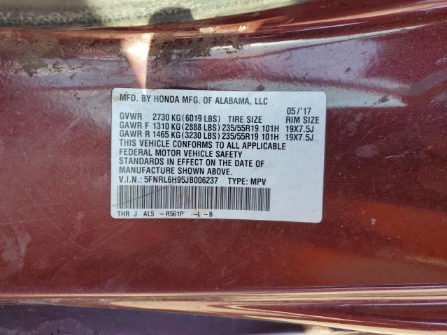 5FNRL6H95JB006237 Honda Odyssey Elite