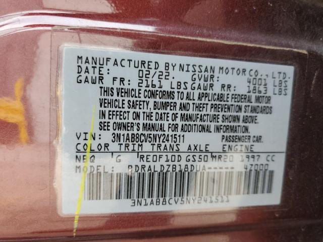 3N1AB8CV5NY241511 Nissan SENTRA SV
