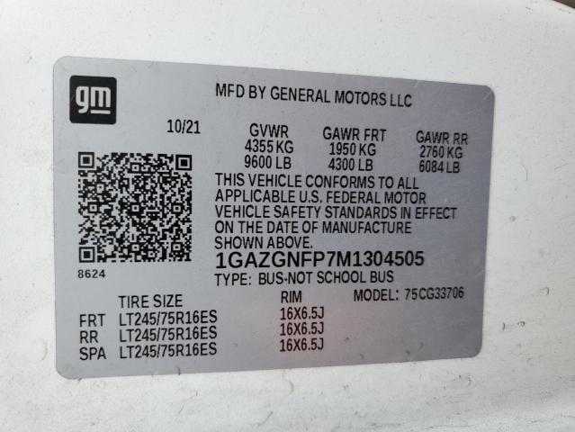 1GAZGNFP7M1304505 Chevrolet Express G3500 Ls
