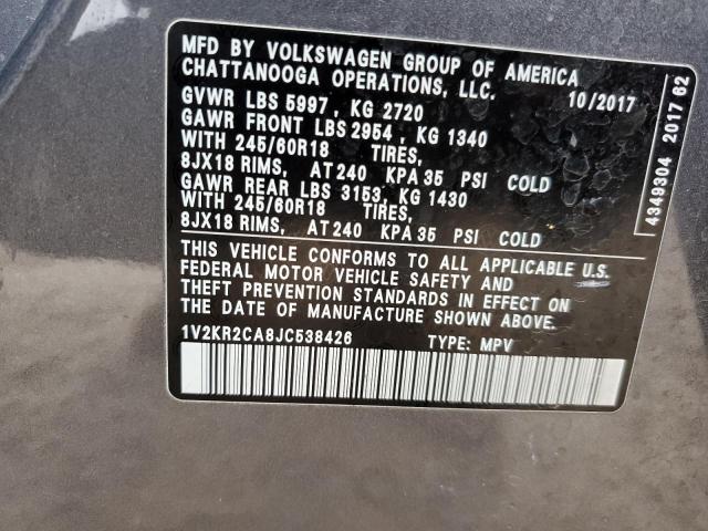 1V2KR2CA8JC538426 Volkswagen ATLAS SE