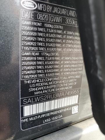 SALWS2RU3MA749955 Land Rover Range Rover Sport Hst