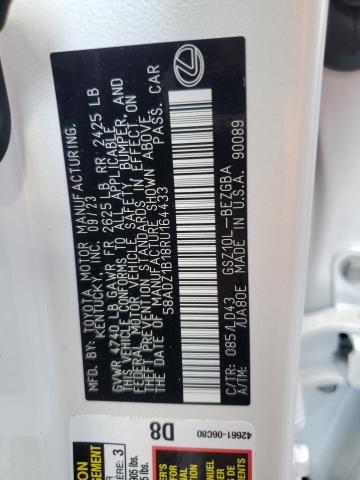 58ADZ1B18RU164433 Lexus Es 350 Base