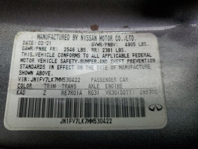 JN1FV7LK7MM530422 Infiniti Q60 Red Sport 400