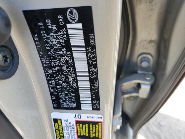 58ADZ1B12MU092346 Lexus Es 350 Base