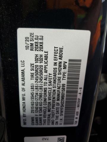 5FNYF5H22MB015899 Honda PILOT SE