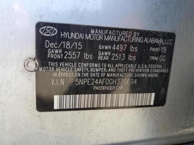 5NPE24AF0GH370694 Hyundai SONATA SE