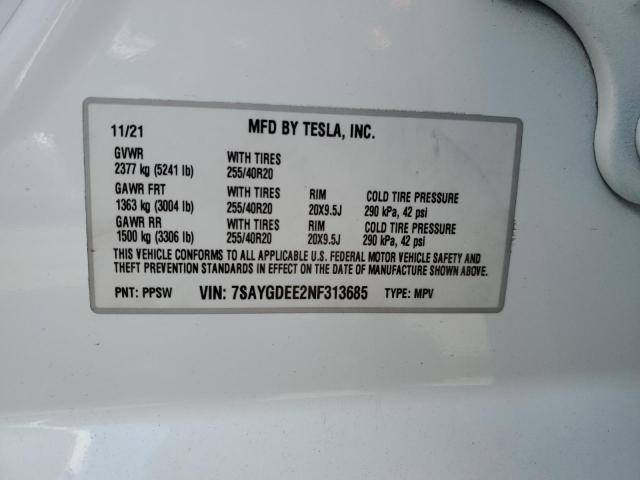 7SAYGDEE2NF313685 Tesla Model Y