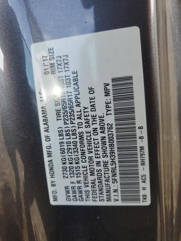 5FNRL5H39HB003762 Honda ODYSSEY SE