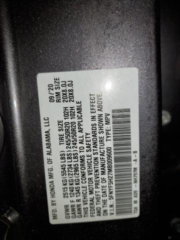 5FNYF5H27MB009600 Honda PILOT SE